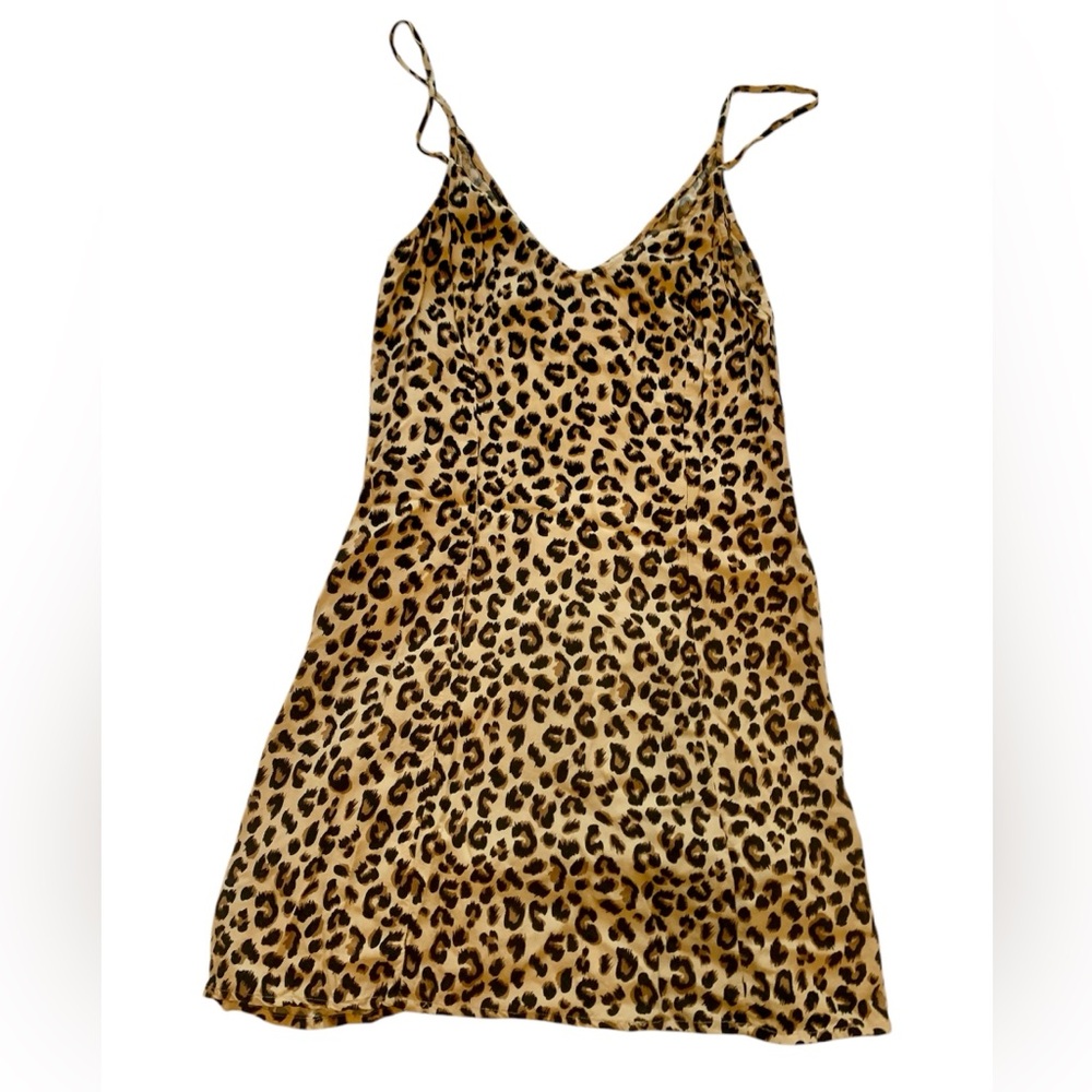 H&M leopard animal print strappy coverup party dots mini dress tan brown